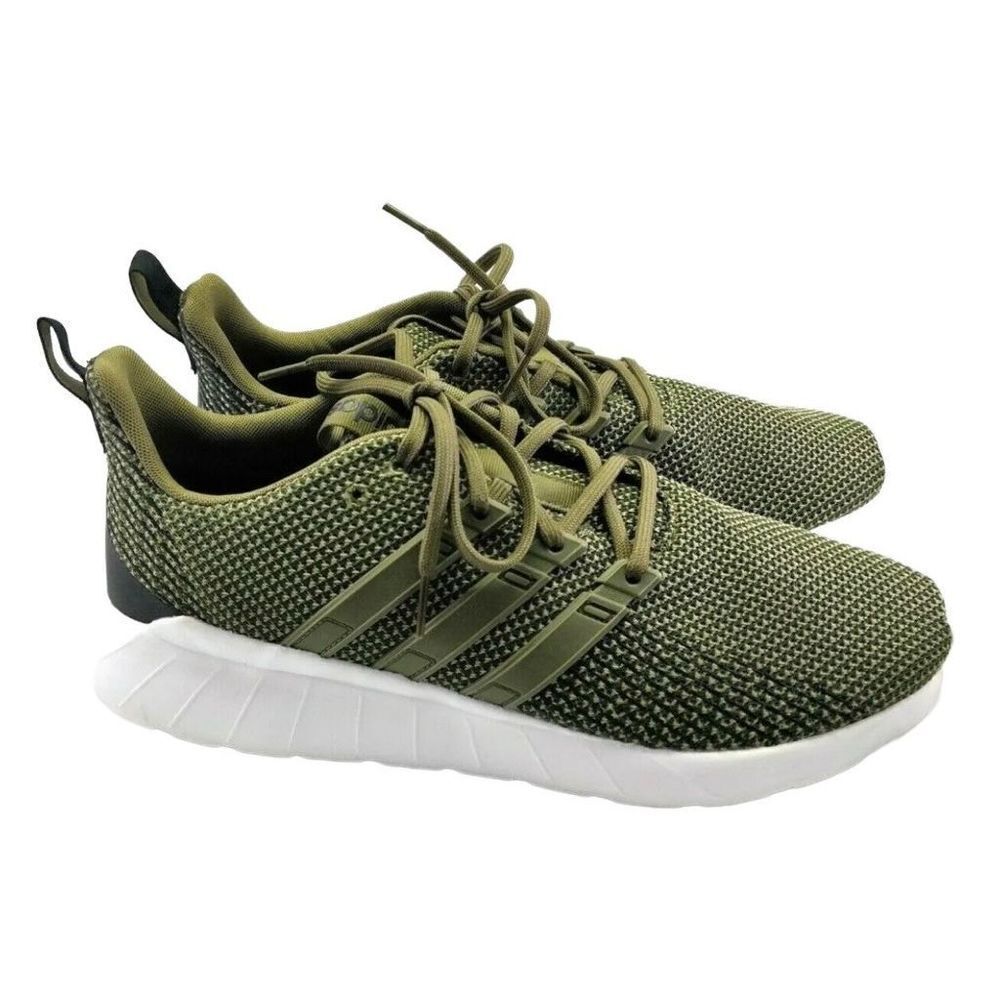 Adidas Questar Flow Men 6.5 Women 8 Shoes US Khaki Green White Foam Sneakers
